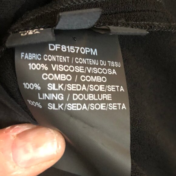 Derek Lam New York - Black V-neck Elastic Waist Midi Dress w/ Satin Hem, 16 - Picture 4 of 10